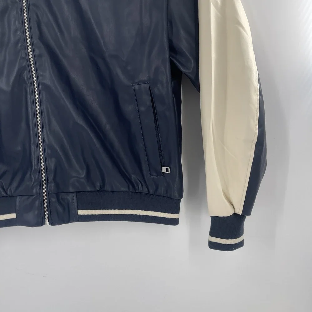 NWT Cotton on Faux Leather Western Jacket Mens Sz‎ XL Vintage Navy